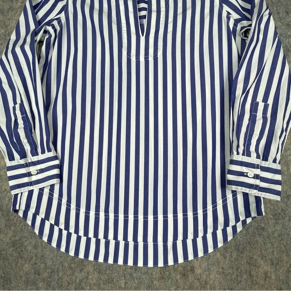 J. Crew Blue & White Striped Classic Preppy Nautical Summer Pop Over Tunic - XS